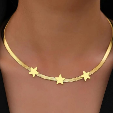 Stainless Steel Necklace Gothic Blade Snake Chain Star Choker Light Luxury Necklace for Women Jewelry