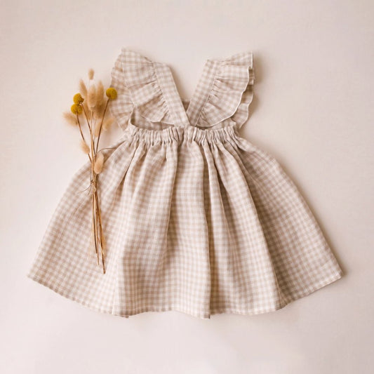 1-5 Years Old Linen Cotton Girls Summer dress Lace Strap Children's Skirt British Academy Style Skirt Cross Border