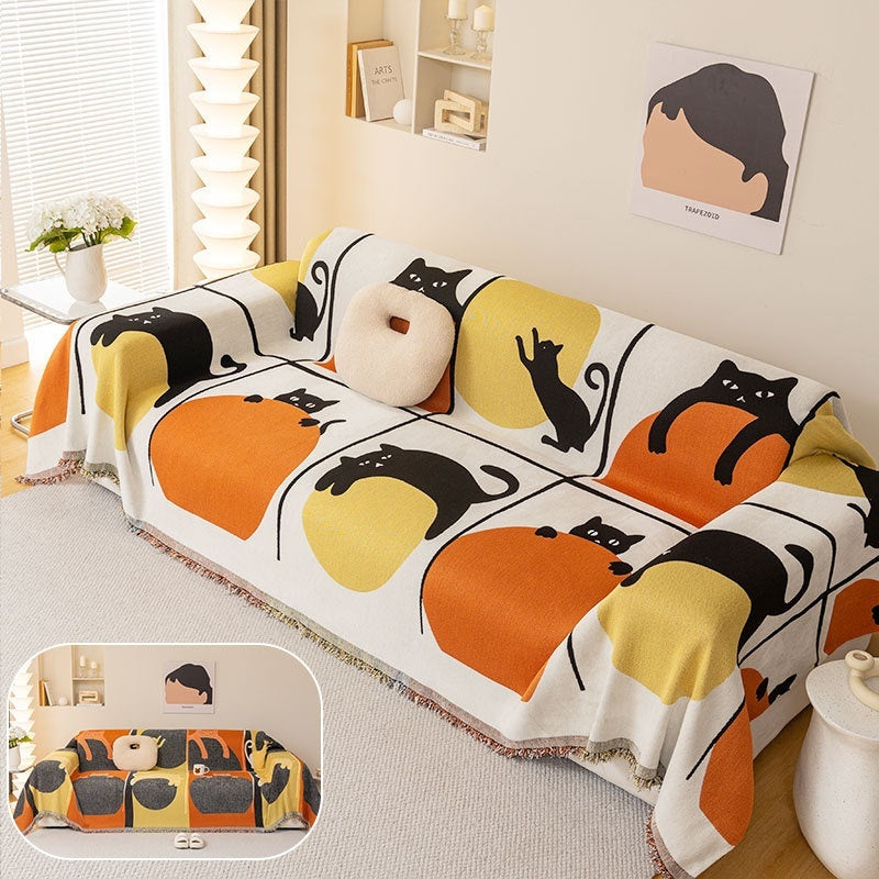 Ins Style Cartoon Chenille Sofa Cover Cloth