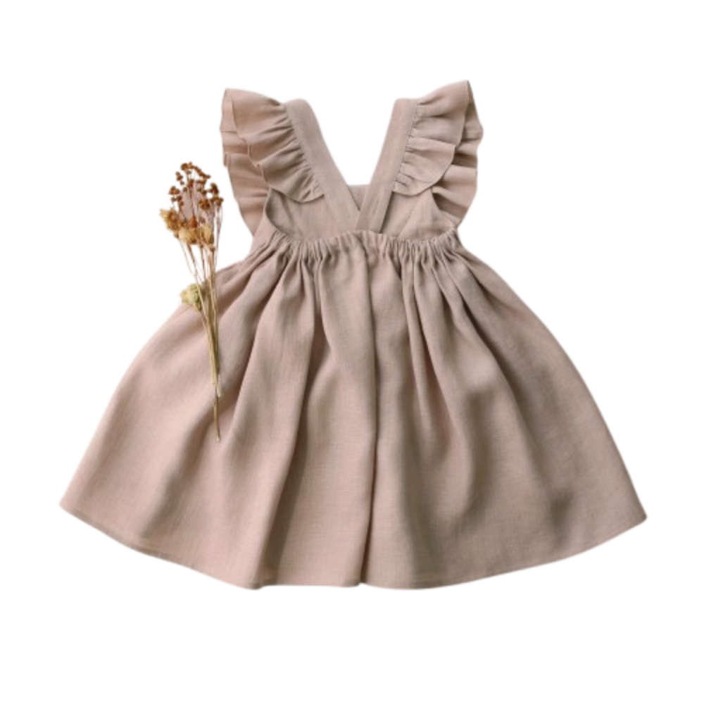 1-5 Years Old Linen Cotton Girls Summer dress Lace Strap Children's Skirt British Academy Style Skirt Cross Border