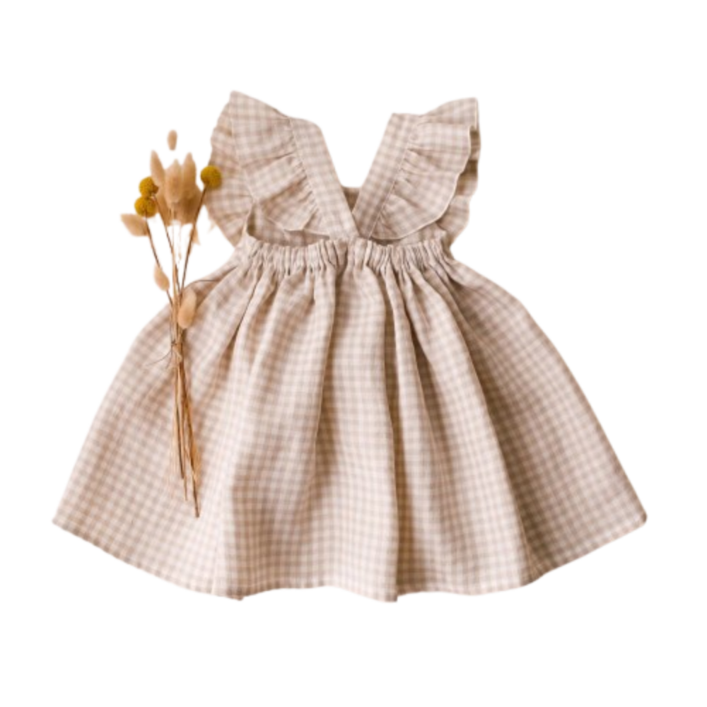 1-5 Years Old Linen Cotton Girls Summer dress Lace Strap Children's Skirt British Academy Style Skirt Cross Border