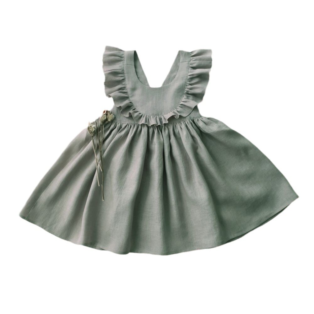 1-5 Years Old Linen Cotton Girls Summer dress Lace Strap Children's Skirt British Academy Style Skirt Cross Border