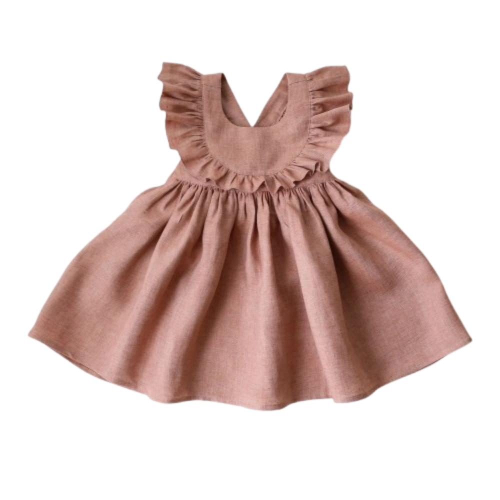1-5 Years Old Linen Cotton Girls Summer dress Lace Strap Children's Skirt British Academy Style Skirt Cross Border