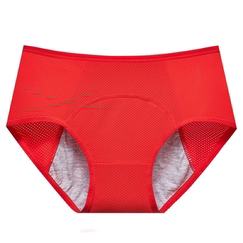 High-waisted, large-sized women's underwear with leak-proof front and back