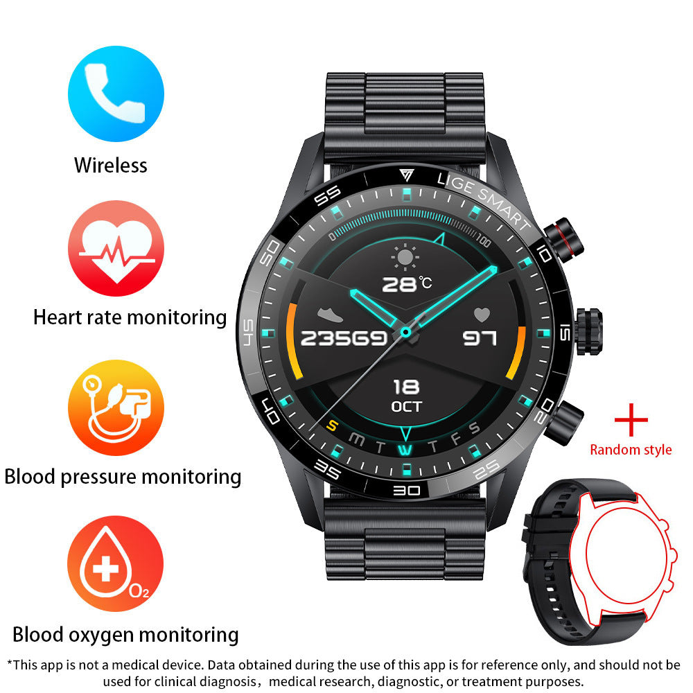 Smart Blood Pressure Heart Rate Bluetooth Multifunctional Men Business Watch