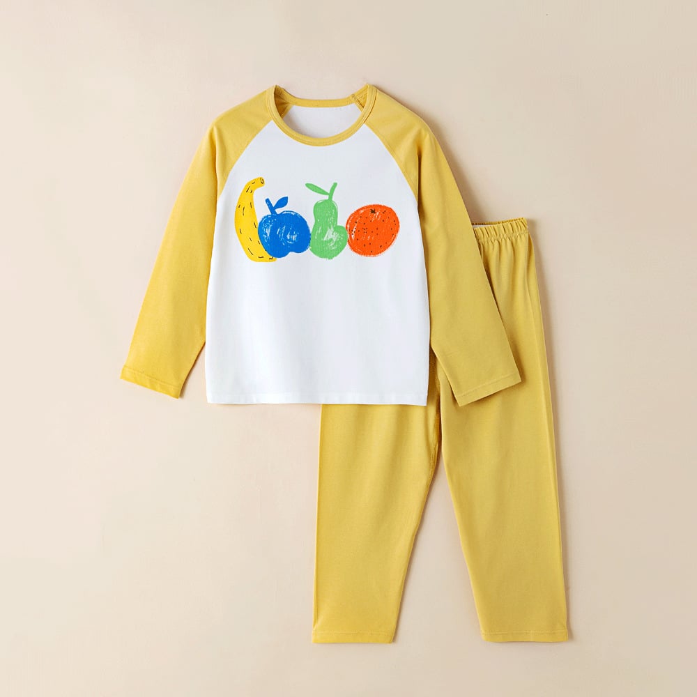 Children's pajamas cotton baby thin section antibacterial boys home wear middle and large children girls long-sleeved underwear set