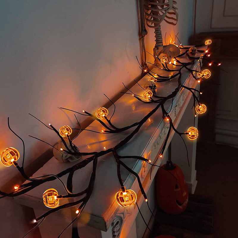 Halloween LED Willow Vine String Light Cool Cartoon Bat Pumpkin Decoration For Indoor Outdoor Party house decore