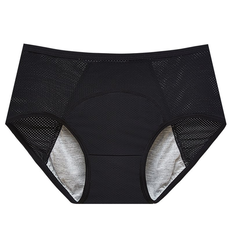 High-waisted, large-sized women's underwear with leak-proof front and back