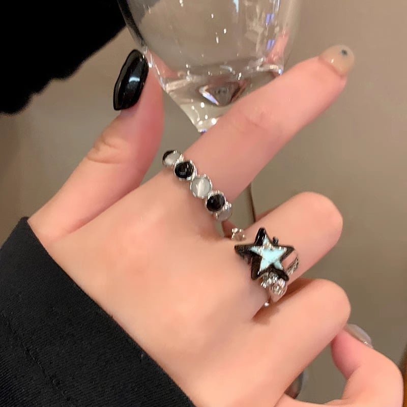 Star opal rings, fashionable and versatile, temperament, hot girl design, open rings