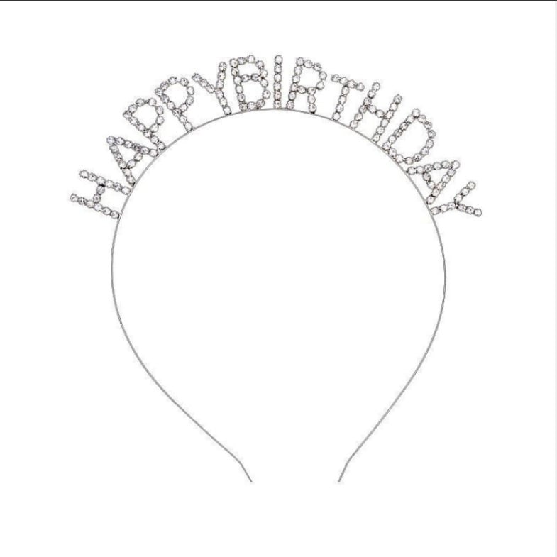 Happy birthday headband HappyBirthday flash diamond letter headband adult funny party hair accessories for women