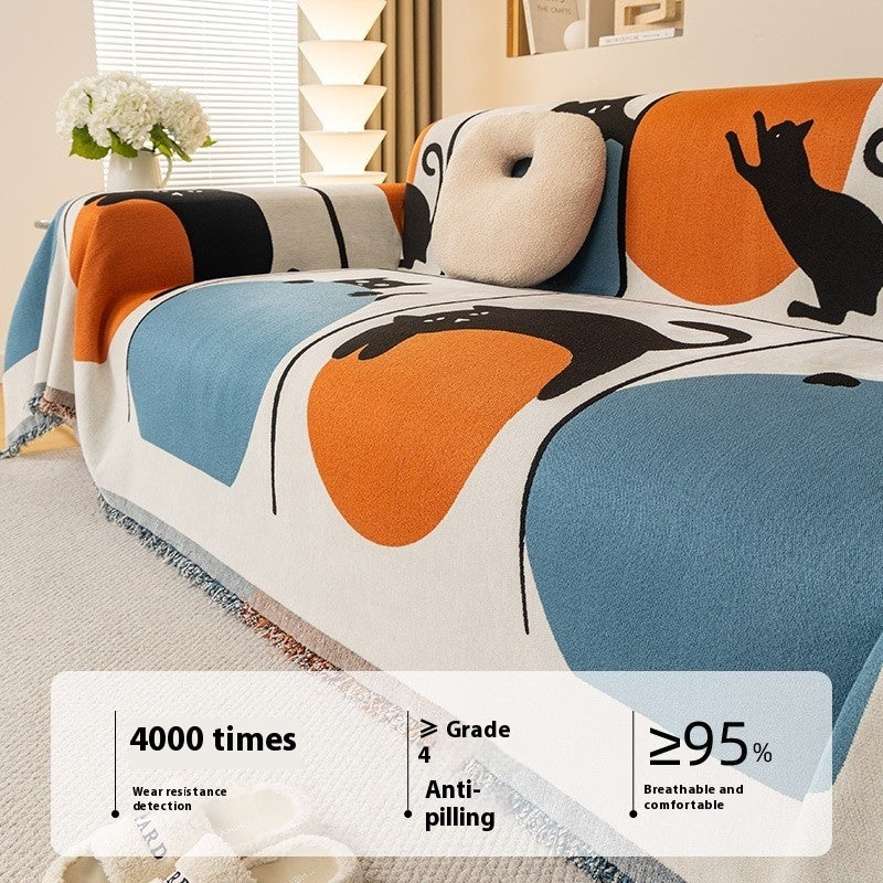 Ins Style Cartoon Chenille Sofa Cover Cloth