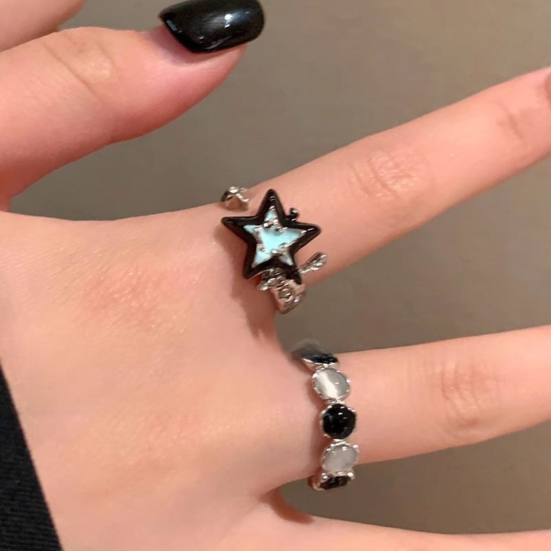 Star opal rings, fashionable and versatile, temperament, hot girl design, open rings