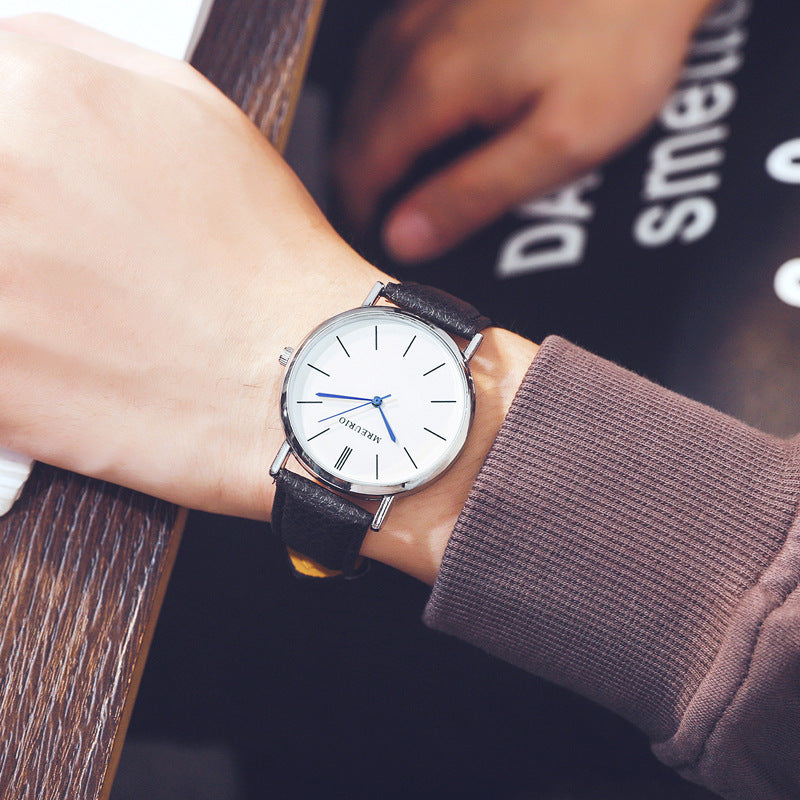 Fashion Large Dial Watch Men's Stitching Belt