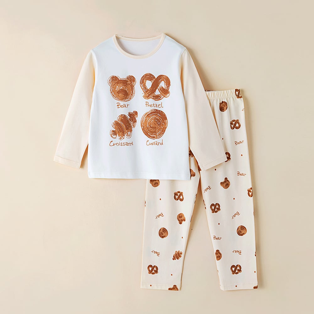 Children's pajamas cotton baby thin section antibacterial boys home wear middle and large children girls long-sleeved underwear set