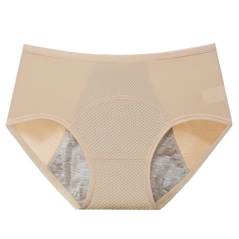 High-waisted, large-sized women's underwear with leak-proof front and back