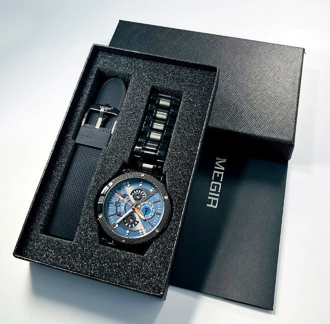 Steel Belt Multifunctional Sports Watch Men's Waterproof Luminous