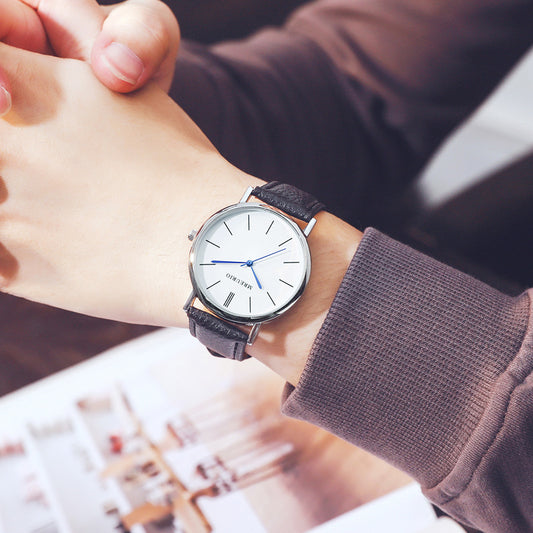 Fashion Large Dial Watch Men's Stitching Belt