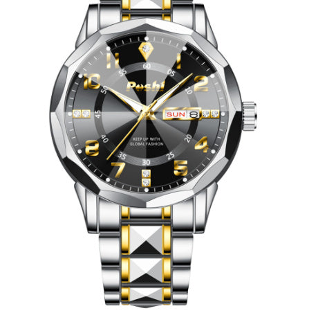 Men's Watch Luminous Calendar Quartz Watch Steel Belt