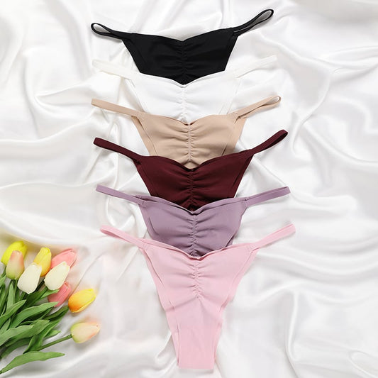 Pleated pure cotton crotch sexy women's triangle pants