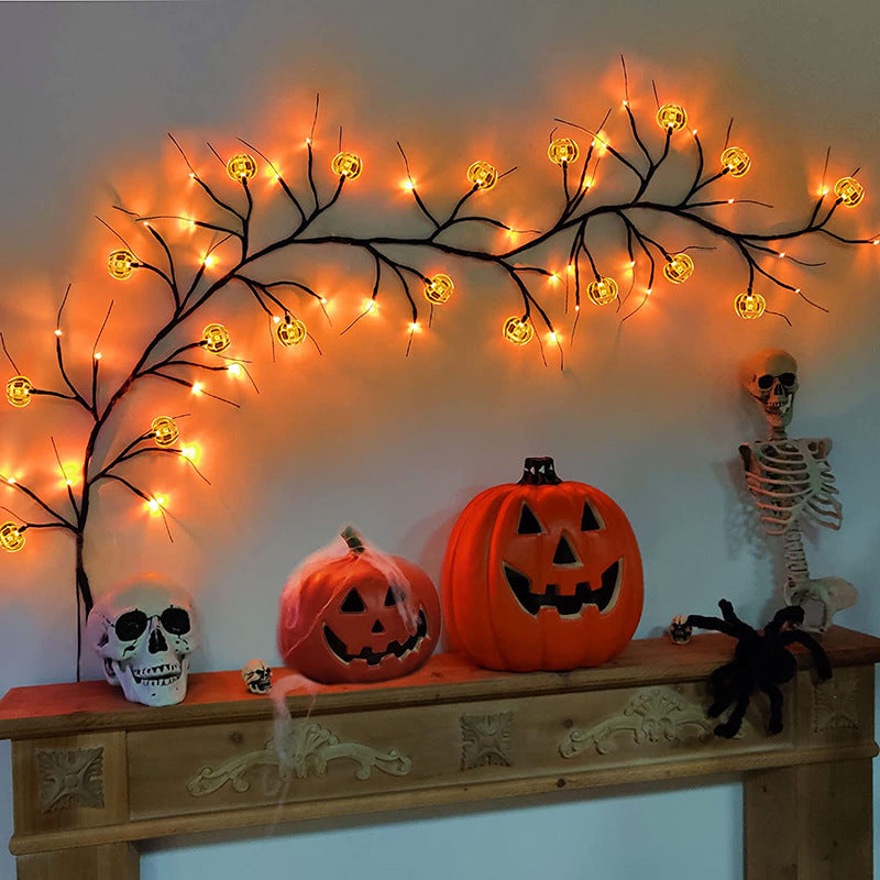 Halloween LED Willow Vine String Light Cool Cartoon Bat Pumpkin Decoration For Indoor Outdoor Party house decore