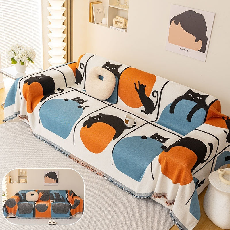 Ins Style Cartoon Chenille Sofa Cover Cloth