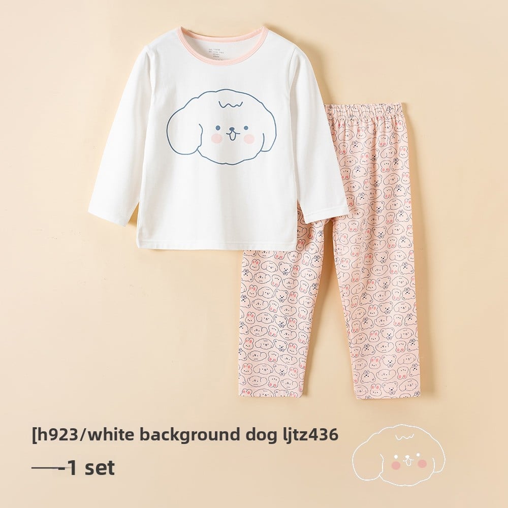 Children's pajamas cotton baby thin section antibacterial boys home wear middle and large children girls long-sleeved underwear set