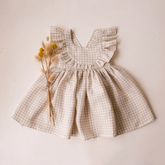 1-5 Years Old Linen Cotton Girls Summer dress Lace Strap Children's Skirt British Academy Style Skirt Cross Border