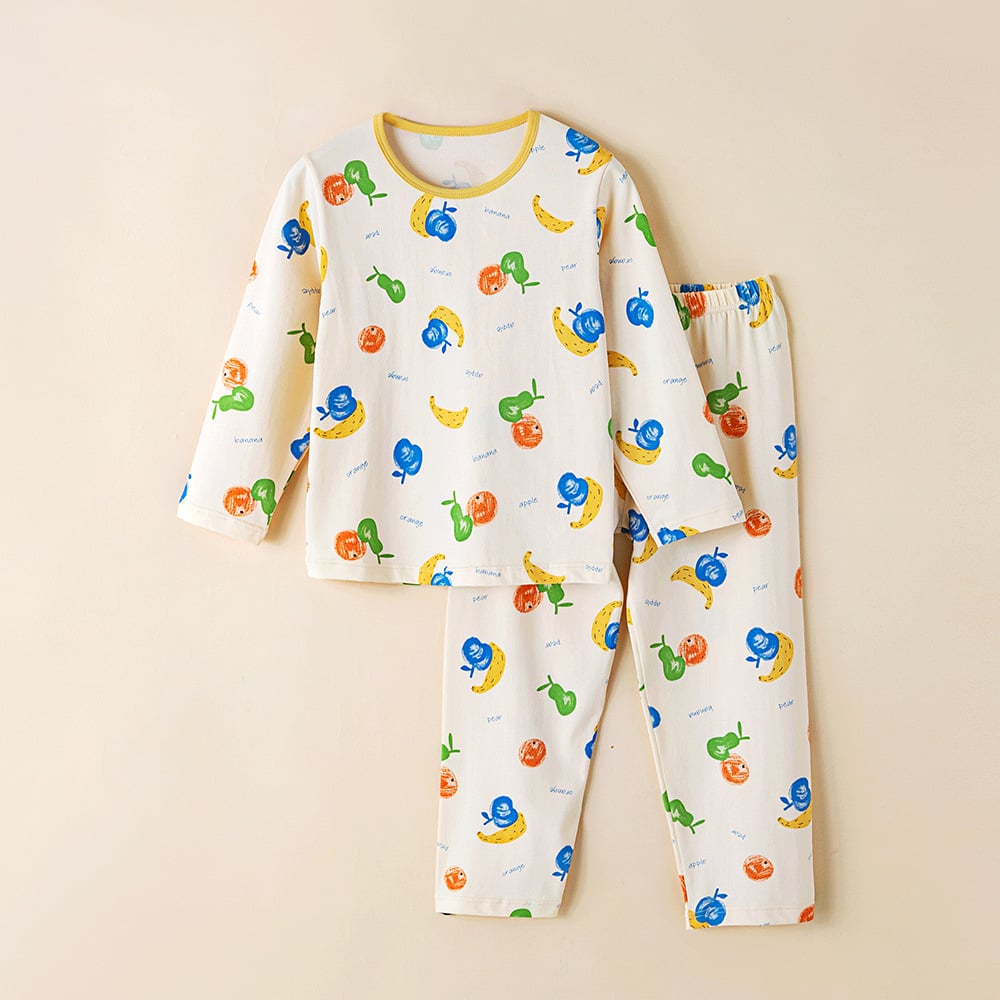Children's pajamas cotton baby thin section antibacterial boys home wear middle and large children girls long-sleeved underwear set