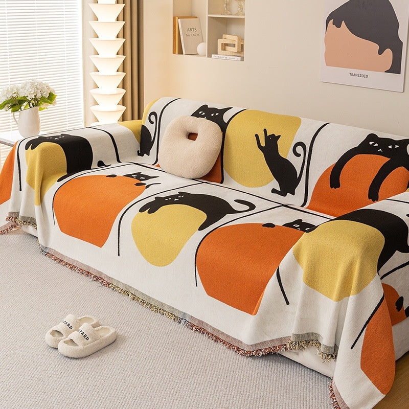Ins Style Cartoon Chenille Sofa Cover Cloth